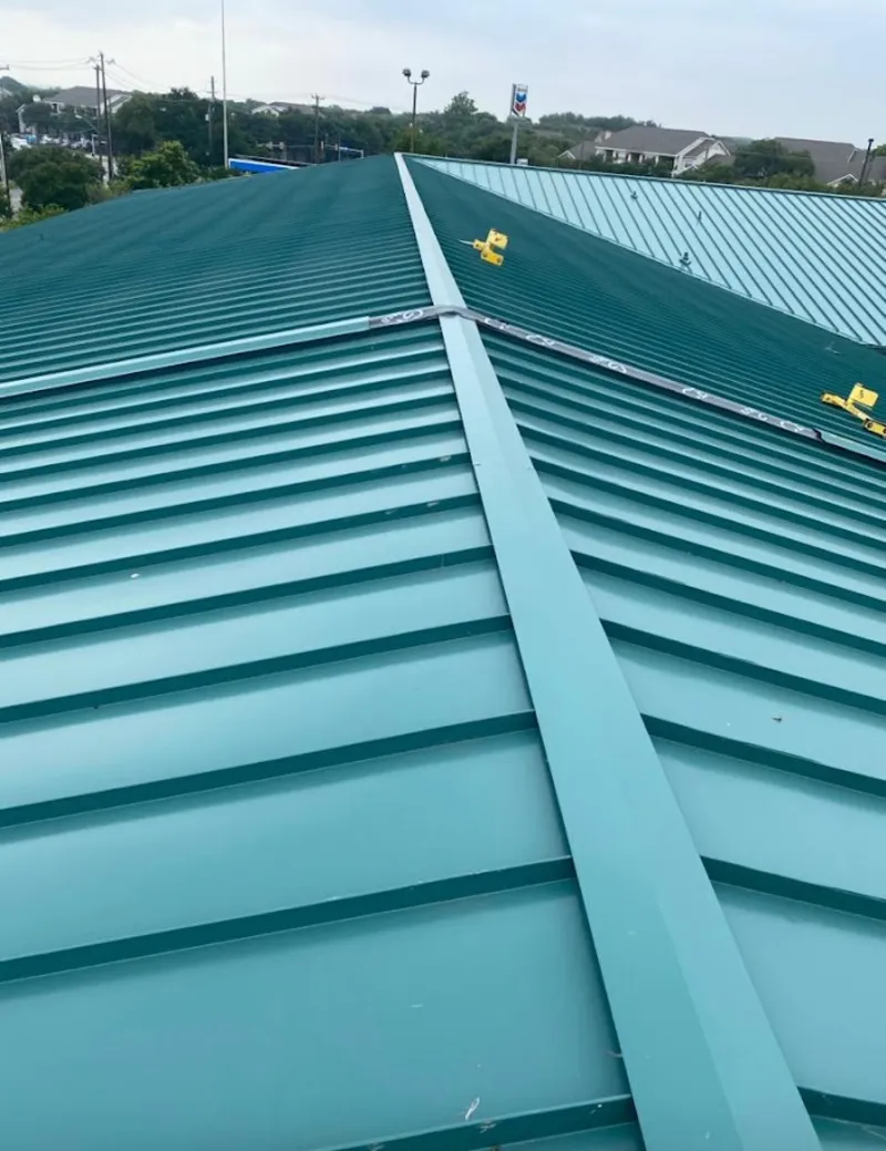 Green commercial metal roof ridge and valley for Metal Roof Repair in Midland Park